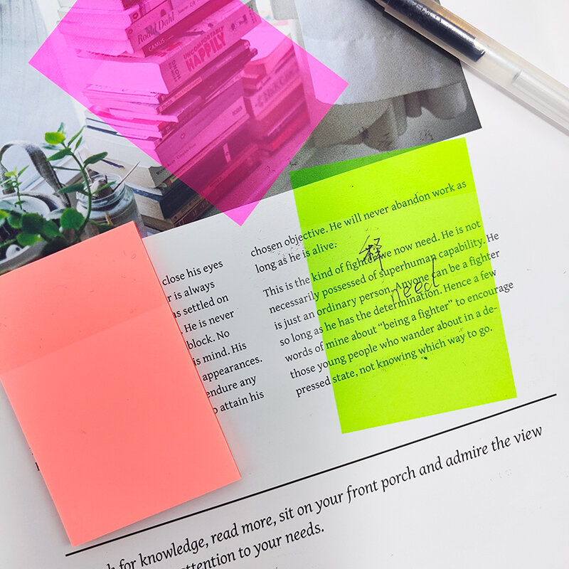 KindFuny-ملصقات وسادة مذكرات لاصقة شفافة ، مقاومة للماء ، مفكرة واضحة ، أدوات مكتبية مدرسية ، مستلزمات مكتبية ، 7 ألوان