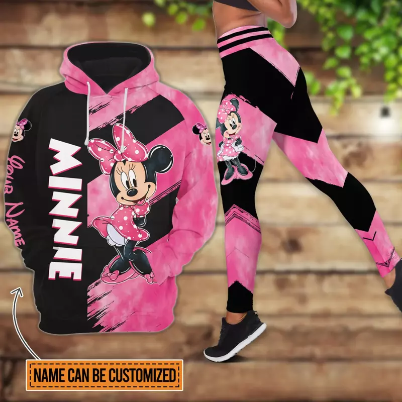 Customize Name Disney Minnie Hoodie y2k Women's Hoodie Set Mickey Yoga Pants Sweatpants Yoga Hoodie Leggings Fashion Tracksuit