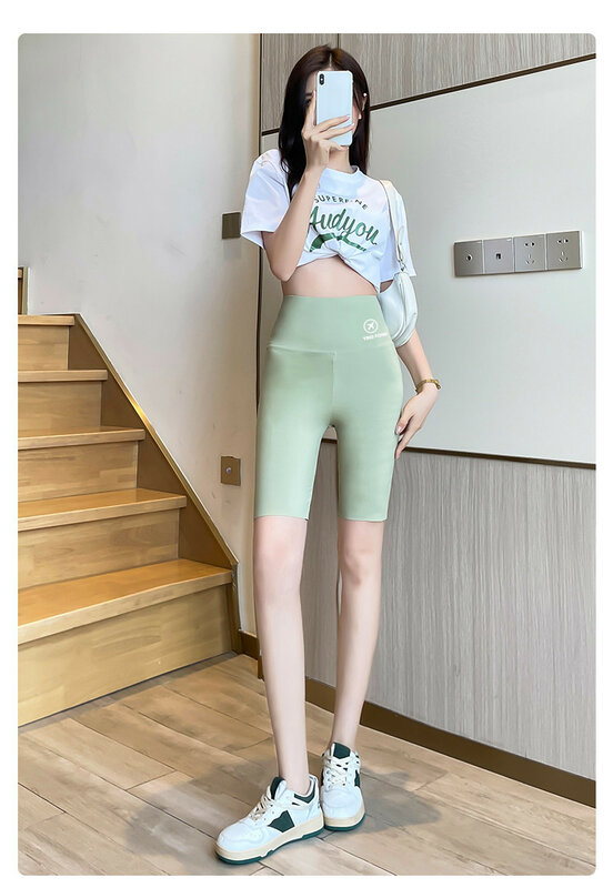 Ice Shlavabo-Pantalon de yoga taille haute pour femme, vêtements d'extérieur d'été, caleçon de sécurité, taille serrée, levage des hanches