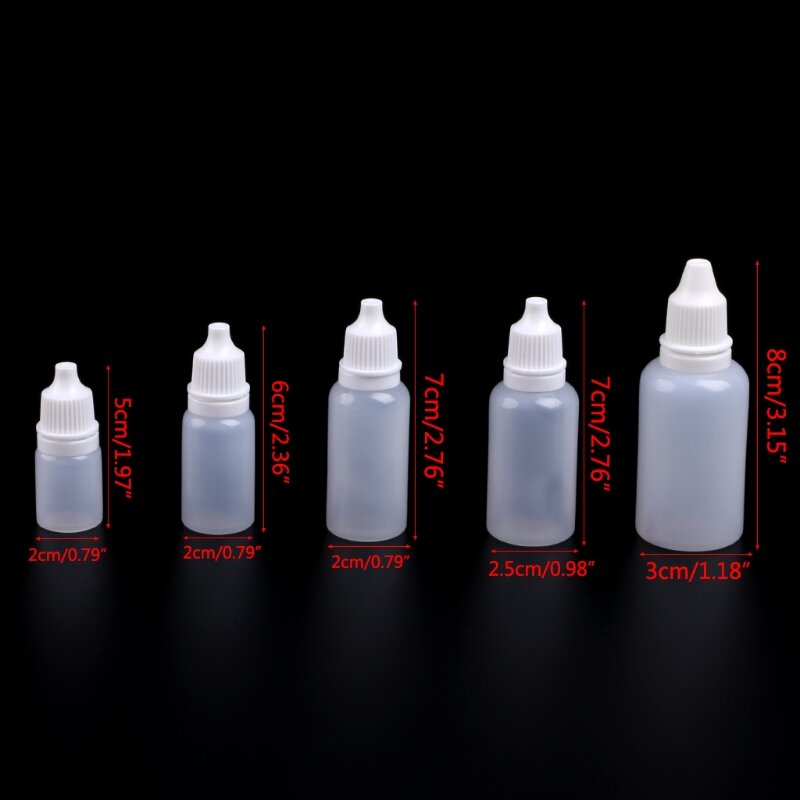 Botellas vacías con cuentagotas para líquido, plástico para exprimir jugo los ojos, contenedor DIY rellenable, envío