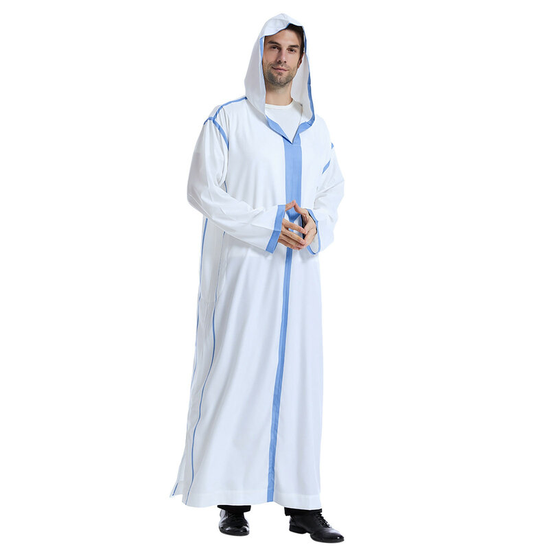 Muslim Jubba Thobe Clothes Men Hoodie Ramadan Robe Kaftan Abaya Dubai Turkey Islamic Clothing Male Casual Loose Robe