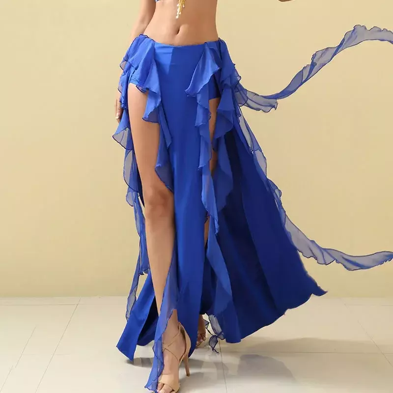 Performance Belly Dance Costume Waves Skirt 2-sides Slits Skirt Sexy Women Belly Dance Festival Halloween Arabian Skirt Hot Sale