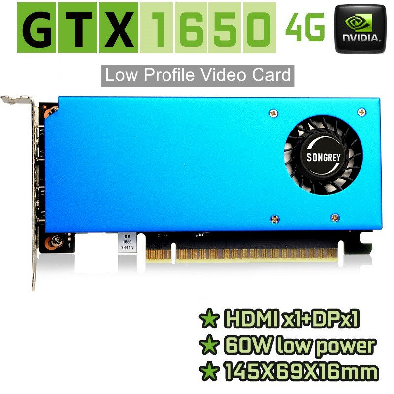 SONGREY GTX 1650 1050Ti 1050 1030 RX550 4GB GDDR5 128bit Tarjeta gráfica de bajo perfil lp Tarjeta de video lp Tarjeta gráfica lp GPU nVIDIA lp