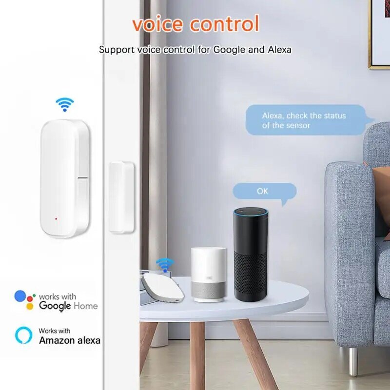 Tuzy ZigBee เซ็นเซอร์หน้าต่างประตูสมาร์ทโฮมป้องกันความปลอดภัยเครื่องตรวจจับเปิด/ปิดทำงานกับ Alexa Google Home