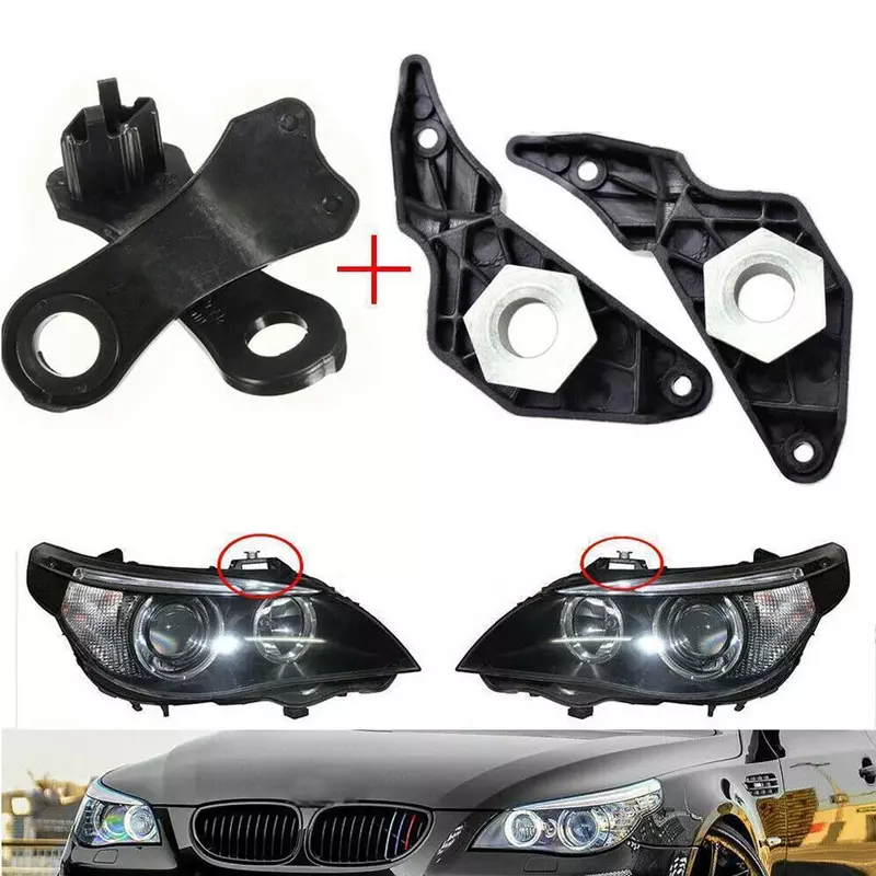 2Pairs Right+Left Headlight Repair Brackets For BMW E60 E61 525i 530i 540i 545i 550i Front Side Car Lamps Brackets Accessories