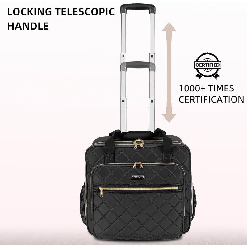 17.3 Inch Laptop Bag with Wheels Rolling Computer Bag Laptop Case for Work Travel College Business Wife Mom Teacher, Black