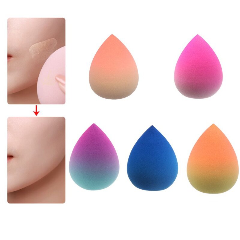 Mulher forma de gota de água gradiente cor acessórios beleza ferramenta almofada esponja cosméticos puff maquiagem ovo