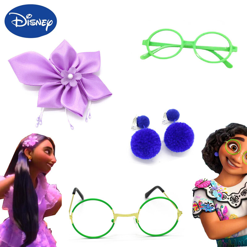 Disney Encanto Anime Figure Mirabel Cosplay, lunettes, cadre, boucles d'oreilles, Isabella, accessoires pour cheveux, enfants, Noël, cadeau de fête d'anniversaire