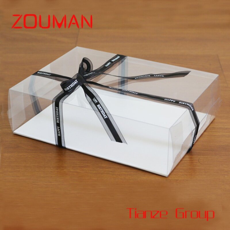 Custom , Customized Luxury Transparent Cake Packaging Box Digital Cake Box Square PET Food Packaging Gift Box
