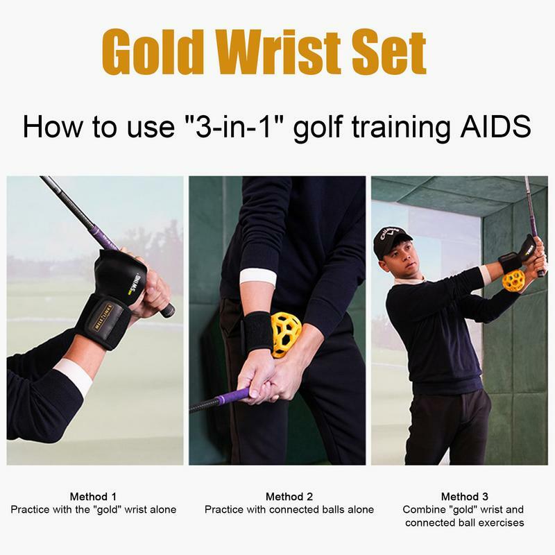 Golf Swing Wrist Braces With Trainer Ball Portable Golf Swing Posture Corrector Training Aid Balls Golf Wrist Brace Band Trainer