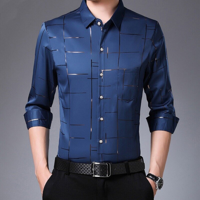 5 cores disponíveis Men's Casual Tecido Polo Shirt, Soft Flip Collar, Dinner Business, Verão