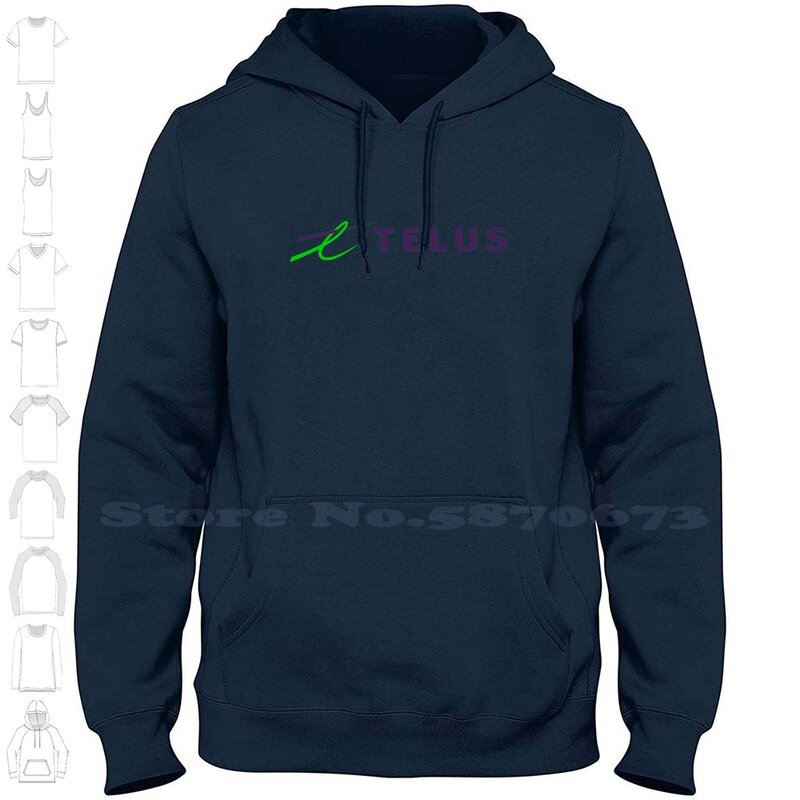 Telus Logo Unisex Clothing 100% Cotton Sweatshirt Printed Brand Logo Graphic Hoodie