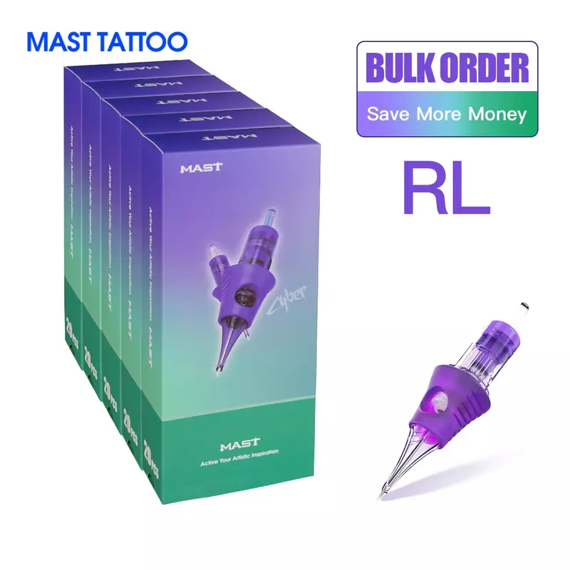 Cartucho de agujas RL Mast Pro para tatuaje, suministro de maquillaje permanente, CIBER agujas, delineador redondo de 5/10mm/0,35mm/0,30mm, 3/0,25 cajas