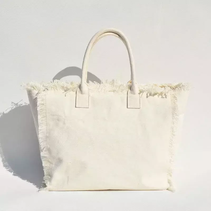 LW026  Ladies Cotton Can Be Wholesale Custom Trademark Fringed Frilly Design Canvas Bag Casual Tote Bag