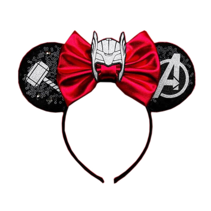 Avengers Headband lantejoulas para crianças, Hulk Thor, Homem Aranha Headdress, Super Heroes, Acessórios de festa, Mouse Ears, Chapelaria para meninos e meninas