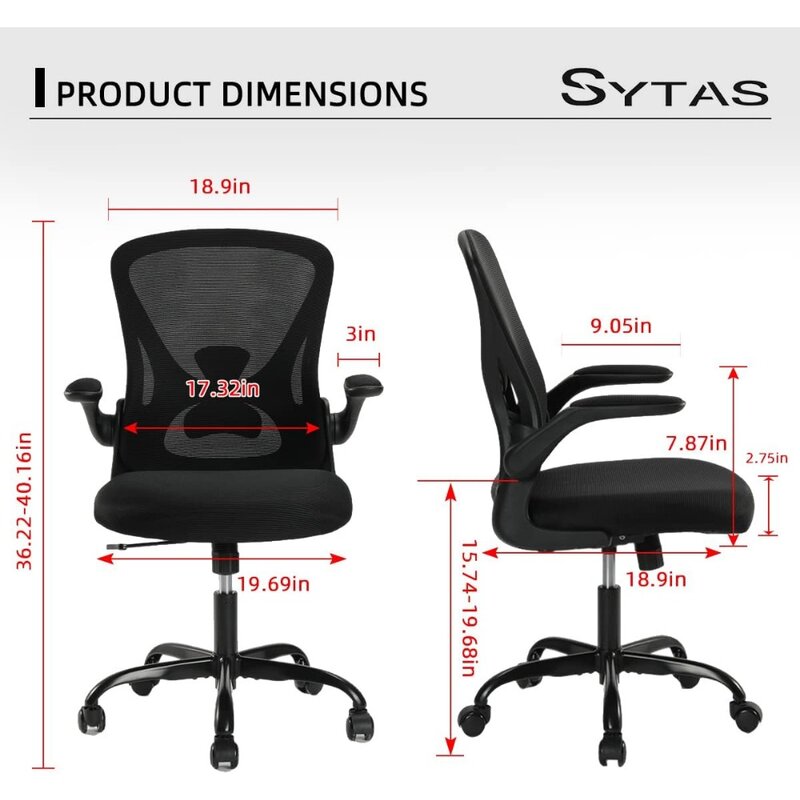 Офисное кресло Sytas эргономичное, Сетчатое кресло для стола с поддержкой поясницы, эргономичное компьютерное кресло с регулируемым подлокотником