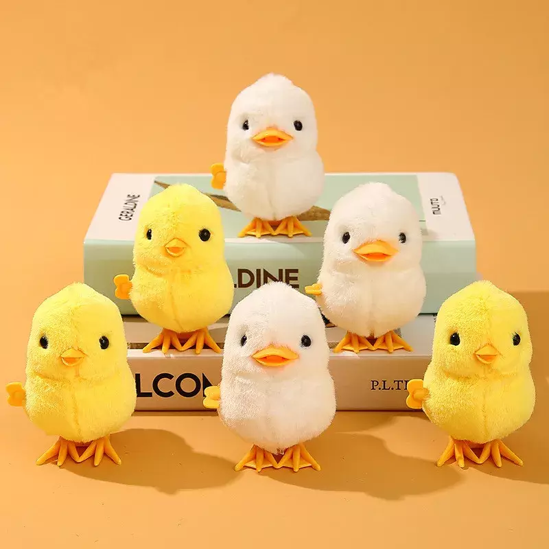 1PC Kawaii Yellow Jumping Chicken Plush Toys Moveable Chain Winding Soft Dolls Simulation Anime Plushie children'sChristmas Gift