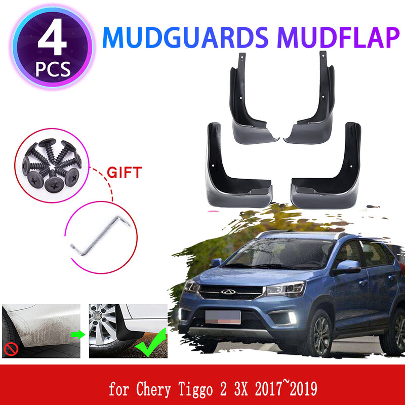 4 PCS for Chery Tiggo 2 3X 2017 2018 2019 Mudguards Mudflaps Fender Guards Splash Mud Flaps Guard Front Rear Wheel Accessories
