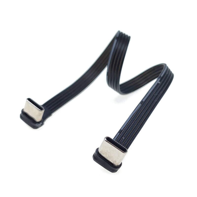 USB 2.0 tipe-c Band ekstensi kabel datar, kabel FPC USB 2.0 USB-C 90 ° atas/bawah miring 5 cm-1 M untuk TV PC