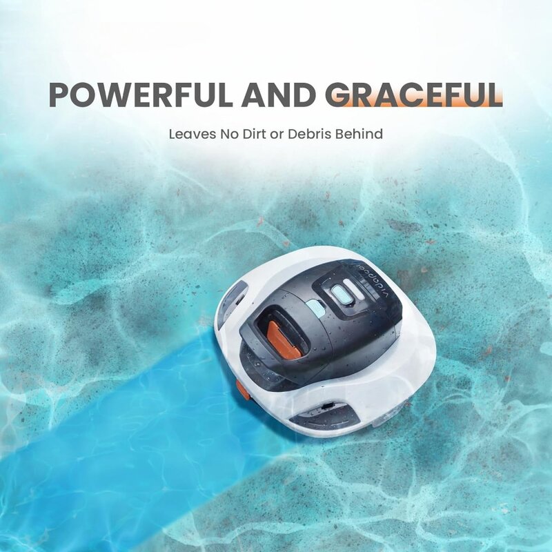 Aspirador robótico inalámbrico para piscina, limpieza automática con indicador LED portátil, para piscinas de hasta 861 pies cuadrados