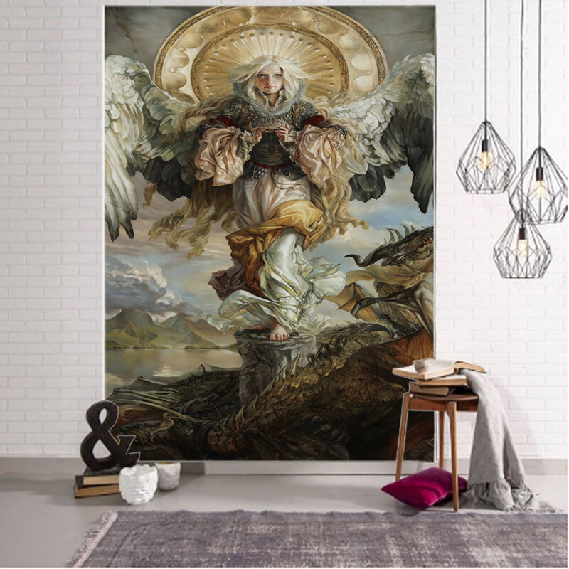 Obra de arte de pintor de fama mundial, pintura de Ángel de Dios Jesús, decoración de fondo, tapiz, decoración de fondo del hogar