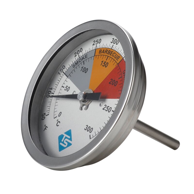 Termômetro analógico para fumante churrasco, medidor temperatura para churrasqueira a carvão, tampa bimetálica analógica,