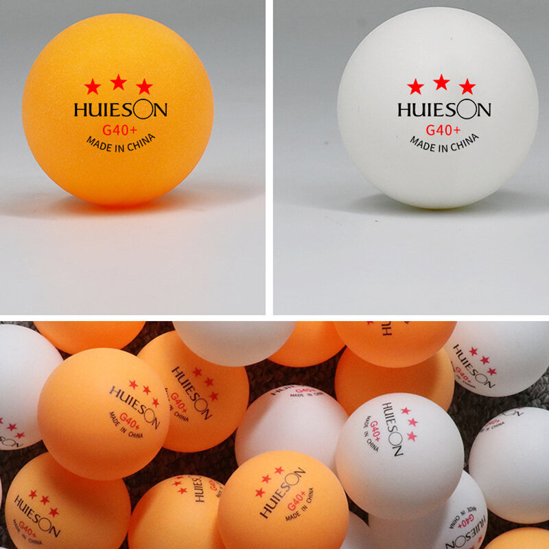 Huieson-pelotas de tenis de mesa G40 + 3 estrellas, Material ABS de alta elasticidad y entrenamiento duradero, 50/100 unids/lote por paquete