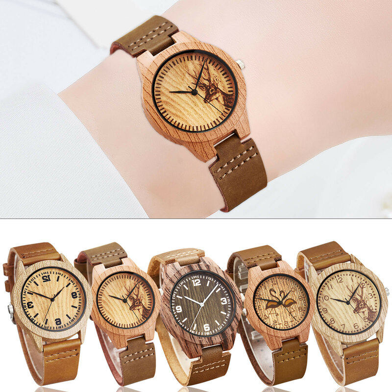สายนาฬิกาหนังนาฬิกาหน้าปัดไม้แสดงบรรยากาศของคุณนาฬิกาควอตซ์ accessorios Para mujer reloj