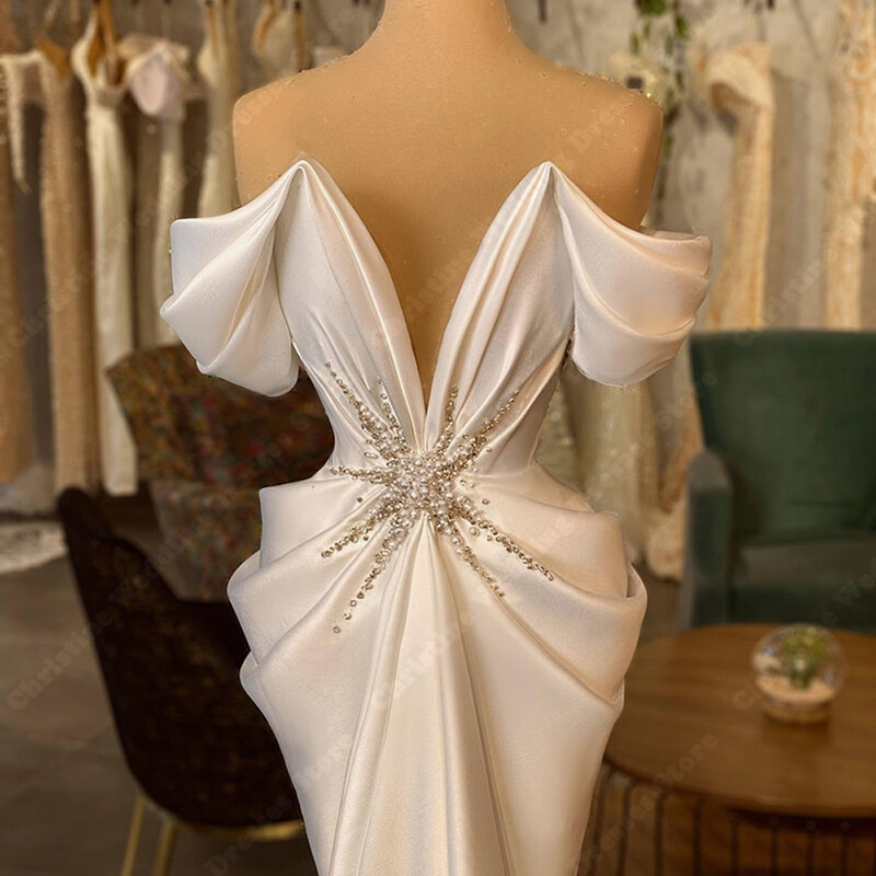 Seksowne suknie ślubne kobiety Deep-V celebrytka z ramienia syrenka suknie ślubne formalne przyjęcie zaręczynowe Vestidos De Novia 2024