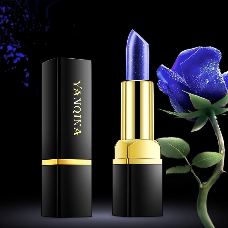 Baume à lèvres bleu Rose à couleur changeante, imperméable, hydratant, longue durée de température, gel, rouge à lèvres, maquillage