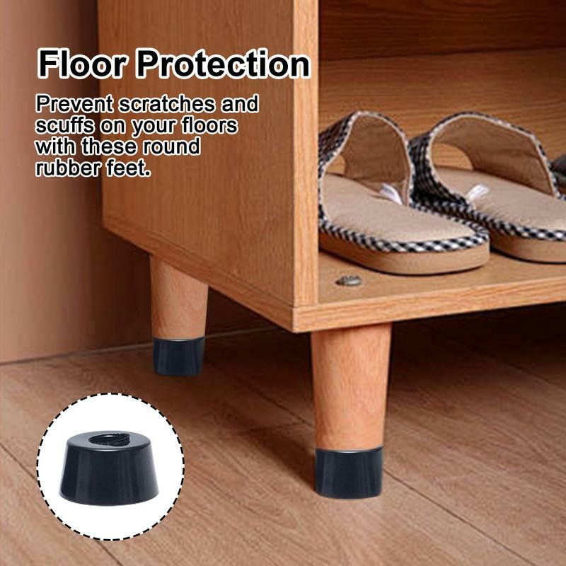 Kaki kursi karet 4 buah dengan pengatur jarak kaki karet bulat antiselip bantalan kaki furnitur silikon tidak termasuk sekrup pelindung lantai