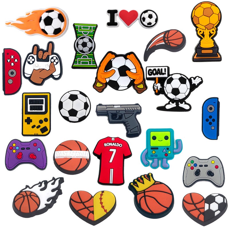 1Pcs Sword GamePad Shoe Charms PVC Sports Basketball Football Shoe Decoration Clog Shoe Accessories Charms Kids Boy Teen Favor
