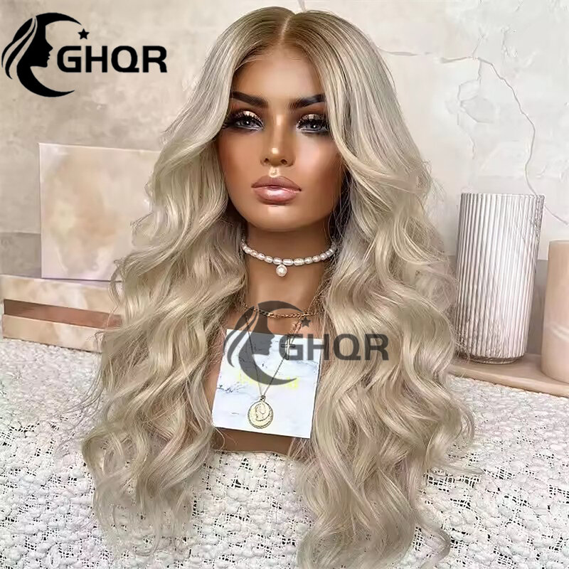 Ombre Ash Platinum Blonde Body Wave Human Hair Wigs  Transparent 13x4 13X6 Lace Front Wigs Pre Plucked Glueless Full Lace Human