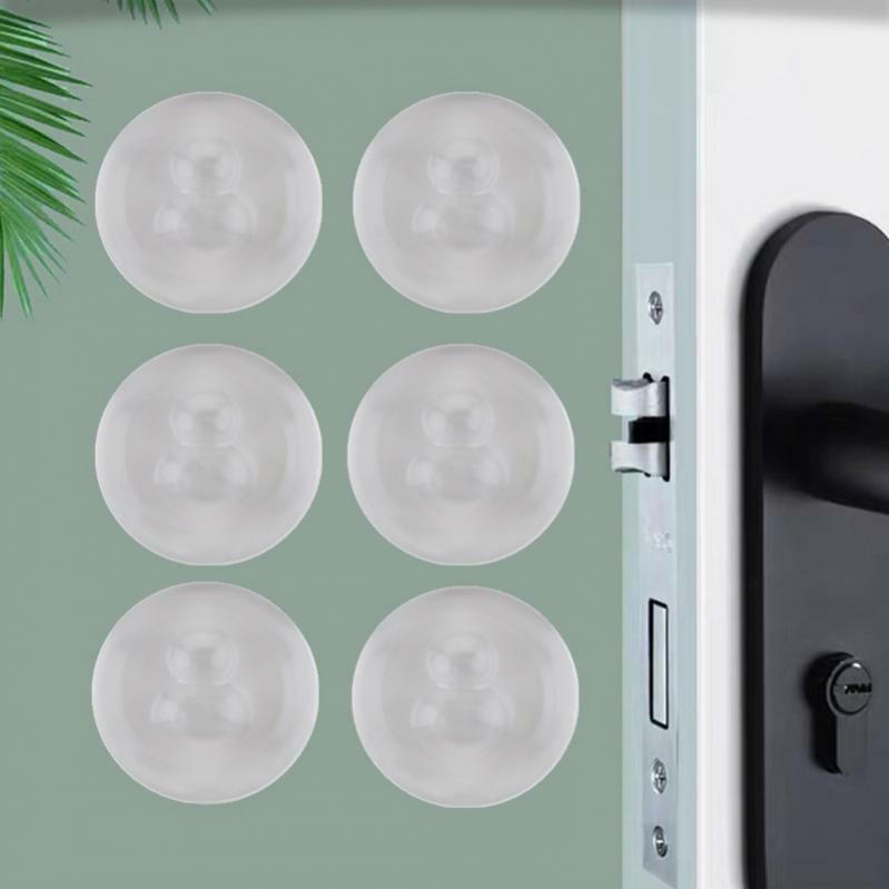 Door Stops 1.97inch Door Knob Wall Shield 6pcs Transparent Round Soft Rubber Wall Protector Self Adhesive Door Handle Bumper