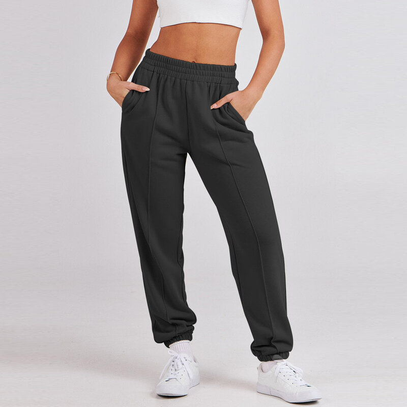 Pantalones de chándal holgados para mujer, pantalón informal de cintura alta para entrenamiento, parte inferior atlética, Joggers