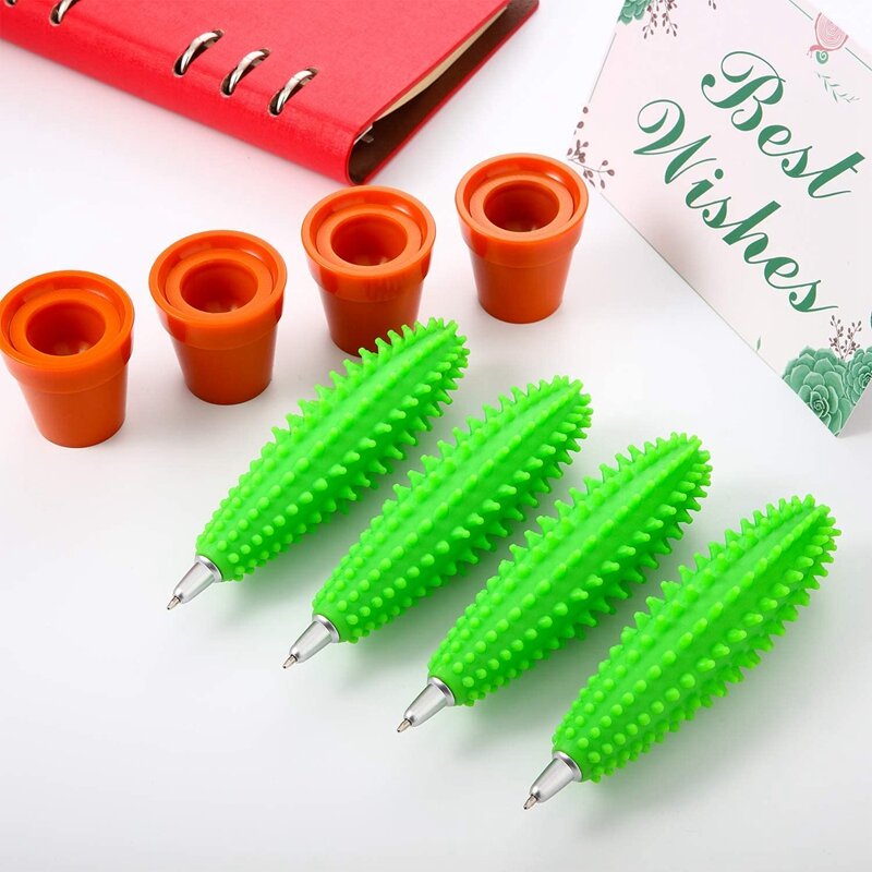 4 Creative Cactus Pens, Cactus Ballpoint Pens, Potted Cactus Pens, Used For School Office Supplies Gifts Stationery,