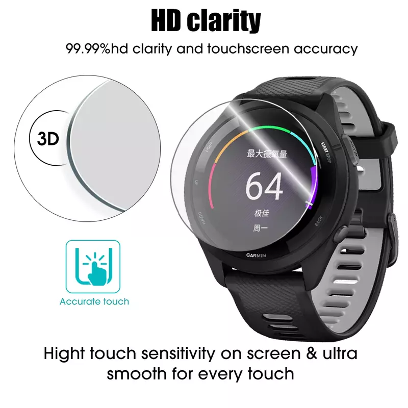 Protetor de tela de vidro temperado para garmin forerunner 265 265s 965 claro anti-risco temperado filme smartwatch acessórios