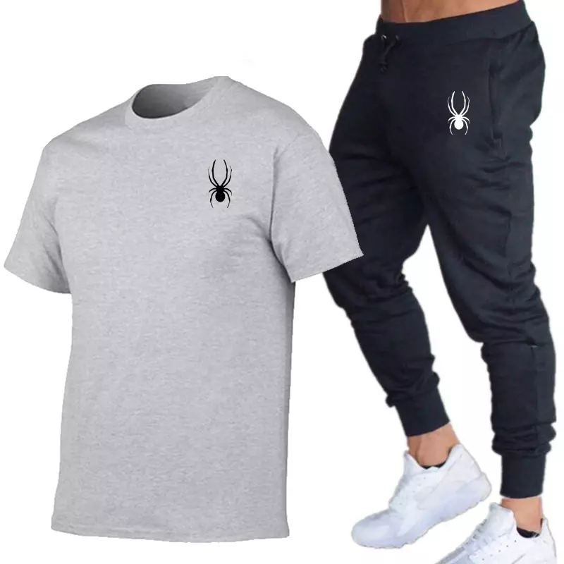 Hot-Selling Men's Sets 2024 Summer T-Shirt Pants Set Casual Cotton Fitness Jogger Pants T Shirts Hip hop Fashicon Men'sTracksuit
