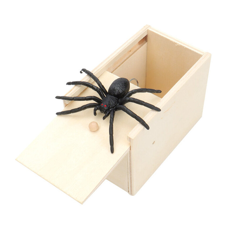 NEW Funny Scare Box Wooden Prank Spider Great Quality Prank Wooden Scarebox Interesting Play Trick Joke Toy Gift Surprising