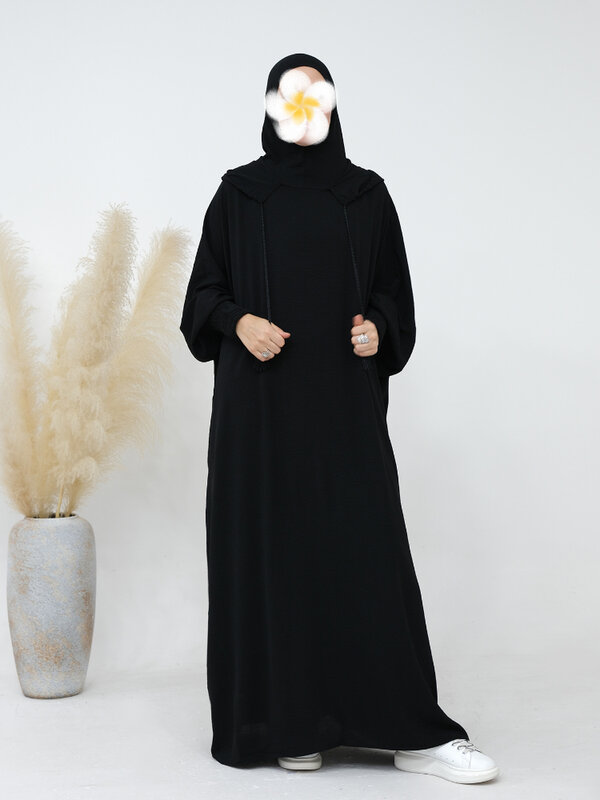 Eid sukienka muzułmańska dla kobiet Eid Abaya Morocco Ramadan Jilbab sukienki modlitewne z kapturem Vestido Kaftan Islam Dubai Arab długa suknia 2024