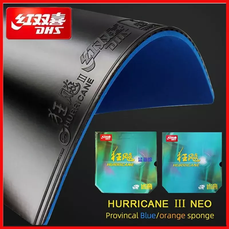 Original  DHS Hurricane 3 NEO Provincal Table Tennis Rubber Professional Tacky Ping Pong Rubber with Blue Orange Sponge