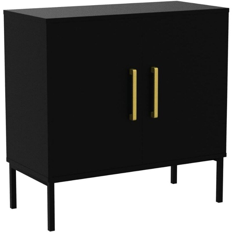 LYNSOM Set of 2 Accent Storage Cabinet with Doors and Adjustable Shelf, Freestanding Modern Sideboard Buffet Cabinet