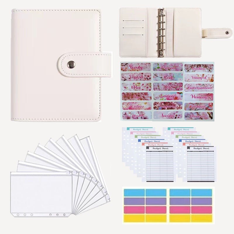 A7 Budget Binder Set - Mini Money Organizer for Cash Saving,  Stuffing Envelope System with Binder Pockets, Sheets and Stickers