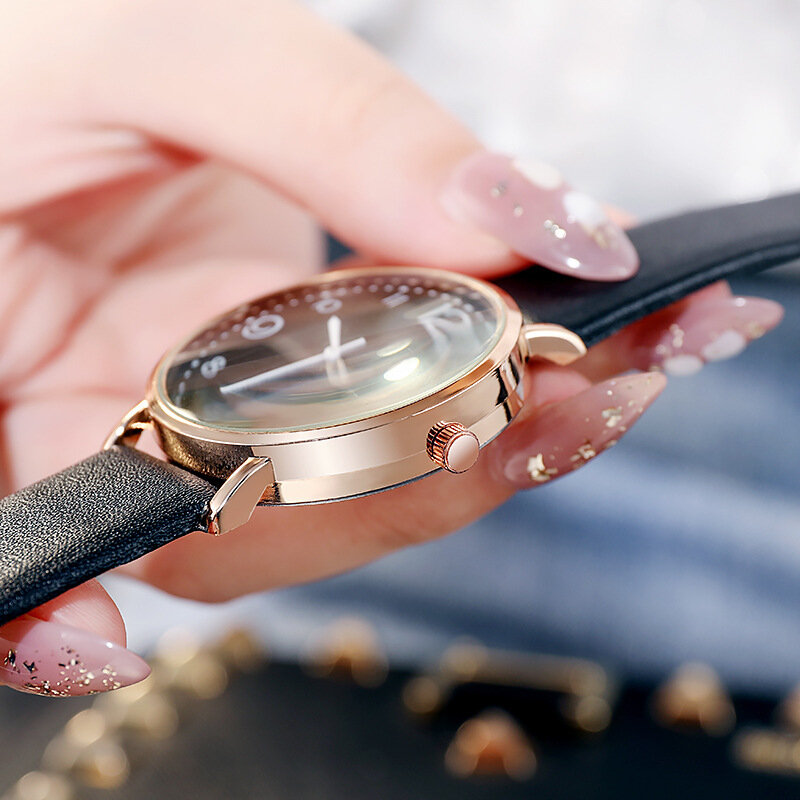 Zegarek Damski-Montre-bracelet en cuir de luxe pour femme, quartz, alliage, acier inoxydable, cadran, décontracté, rapide, sans fil, mode pour femme, nouveau