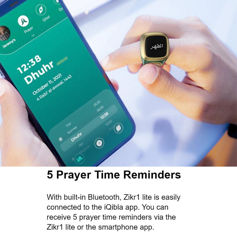 Iqibla Smart Tasbih Tally Counter per musulmani Zikr Ring Digital Tasbeeh 5 promemoria vibrazione tempo di preghiera impermeabile