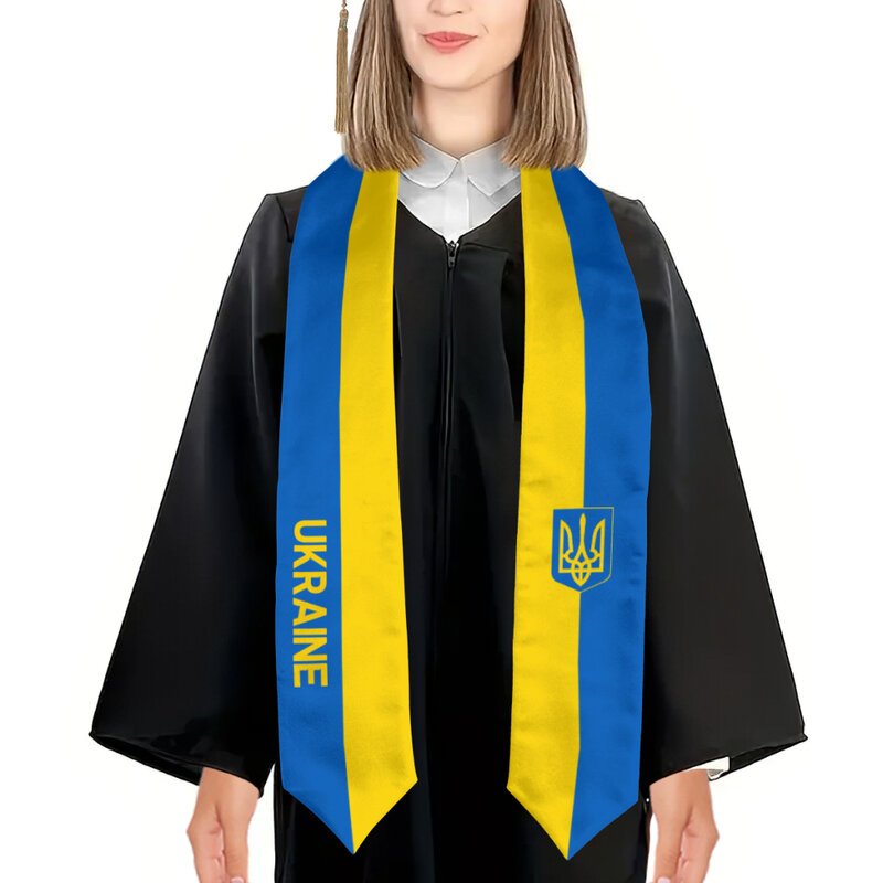 More design Graduation shawl Ukraine Flag & United States Flag Stole Sash Honor Study Aboard International Students