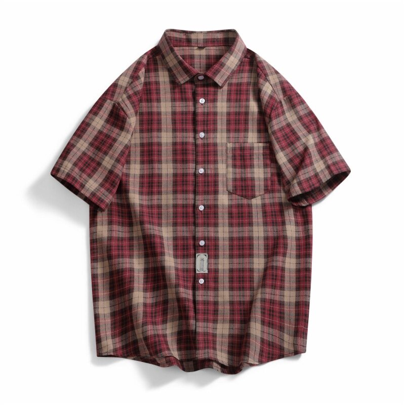 Plaid Original Herren hemden versand kostenfrei Mann Kurzarmhemd Strand Tiki Mode Kleidung Blusen soziale T-Shirts Hawaii