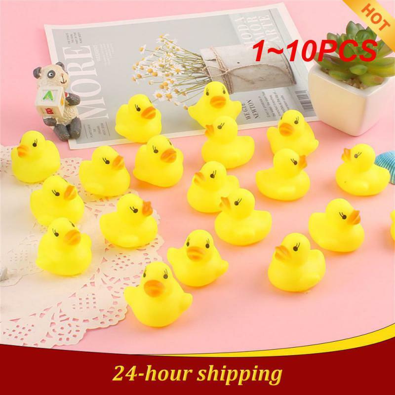 1~10PCS Cute Duck Baby rattle Bath toys Squeeze animal Rubber toy duck BB Bathing water toy Race Squeaky Rubber yellow Duck