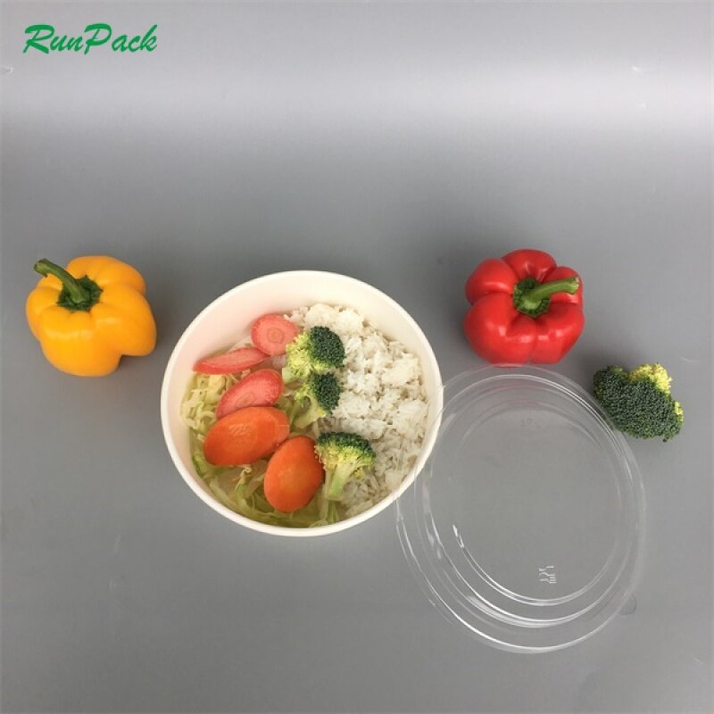 Customized productDisposable Biodegradable Kraft Paper Soup Salad Bowl Custom Logo Printing Paper Bowl with Lid 500ml 650ml 16oz