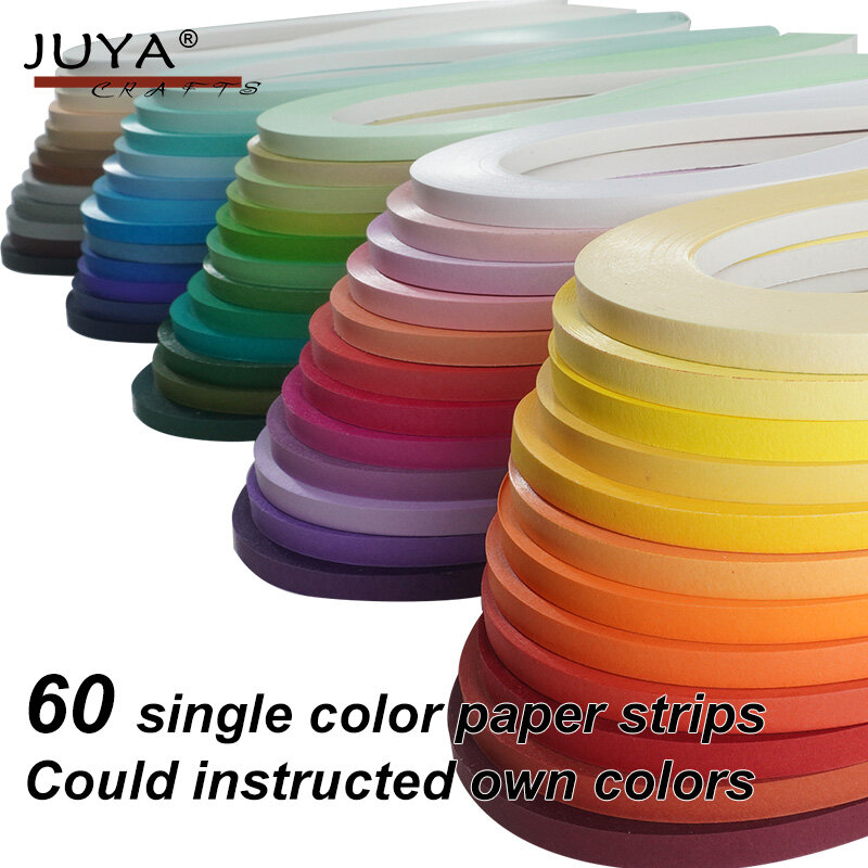 JUYA Paper Quilling 60 colores individuales, se puede elegir el color, 390mm de longitud, 2/3/5/7/10mm de ancho, 100 tiras/paquete, manualidades de papel DIY